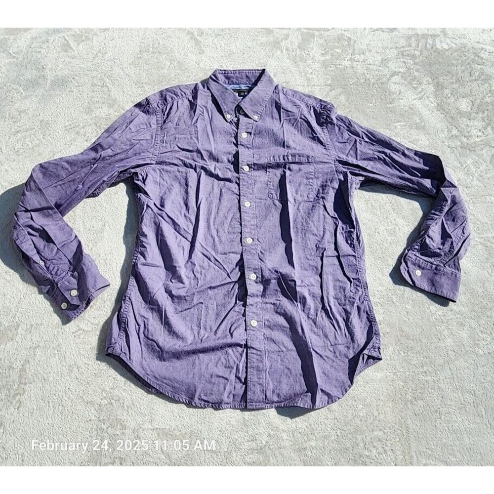 Banana Republic Men’s Sz M Button Down Shirt Soft Wash Purple Shadow 100% Cotton